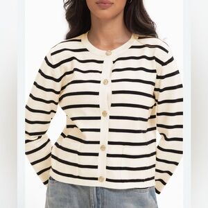 Automet Striped Cream and Black Women's Sweater